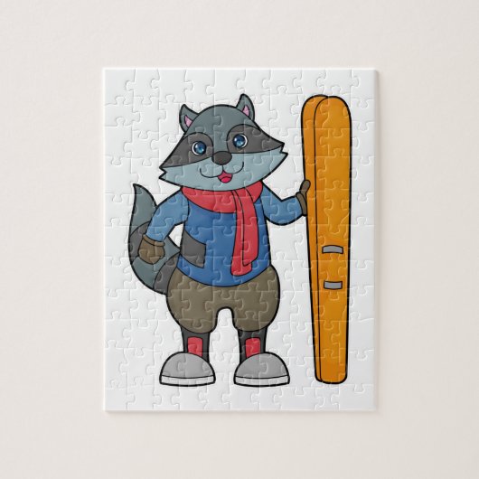 Racoon Skier Ski Puzzle (Vertikal)