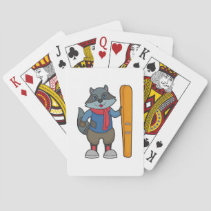 Racoon Skier Ski Spielkarten