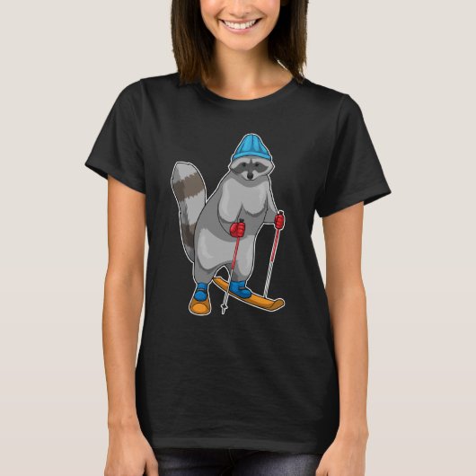 Racoon Skier Ski T-Shirt (Vorderseite)