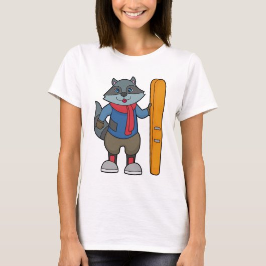 Racoon Skier Ski T-Shirt (Vorderseite)