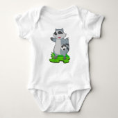 Racoon Soccer Player Soccer Baby Strampler (Vorderseite)