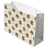 RACOON UND HÖRT VINTAGE Geschenktasche Große Geschenktüte (Rückseite Schrägansicht)