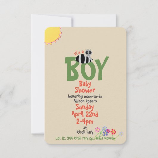 Racoon w/Squirrel Boy Baby Shower Einladungen (Vorderseite)