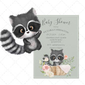 Racoon Watercolor Sage Baby Dusche Einladung