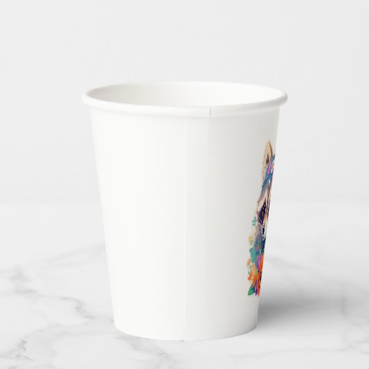 Racoon with Flowers Pappbecher (Rechts)