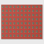 Racoons Red Wrapping Paper Geschenkpapier (Flach)