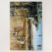 Racoons überfallen die wilde Natur des Ententeichs Puzzle (Vertikal)