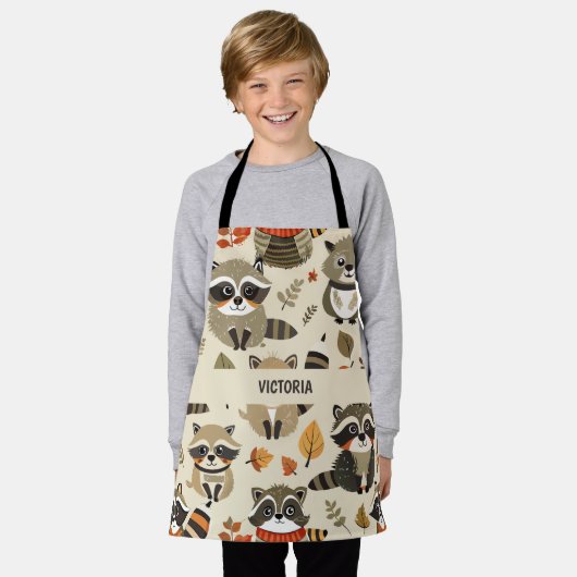Racoons Wasserfarben Benutzerdefiniertes Muster Schürze (Getragen)