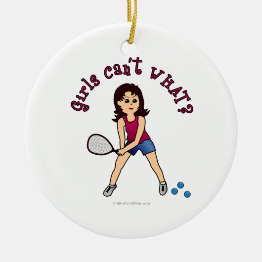 Racquetball Girl (Licht) Keramikornament (Vorne)
