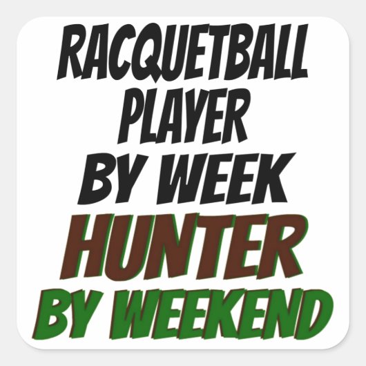 Racquetball Player Hunter Quadratischer Aufkleber (Vorderseite)