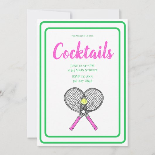 Racquets Cocktail Party Balls Einladung (Vorderseite)