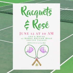 Racquets & Rosé Pink Racquets Whale Covers Preppy Einladung