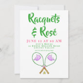 Racquets & Rosé Pink Racquets Whale Covers Preppy Einladung (Vorderseite)