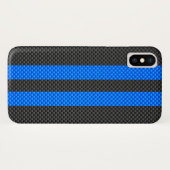 Racy Blue Carbon Fibre Racing Stripes Case-Mate iPhone Hülle (Rückseite (Horizontal))
