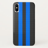 Racy Blue Carbon Fibre Racing Stripes Case-Mate iPhone Hülle (Rückseite)