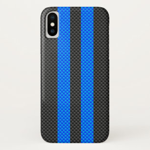 Racy Blue Carbon Fibre Racing Stripes Case-Mate iPhone Hülle