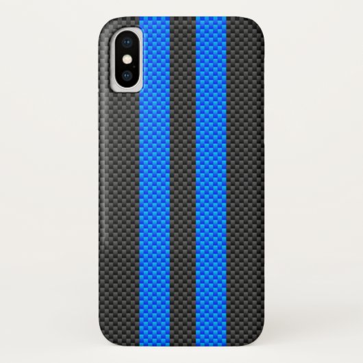 Racy Blue Carbon Fibre Racing Stripes Case-Mate iPhone Hülle (Rückseite)