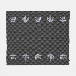 Racy Registered Nurse RN Silver Caduceus Snakes Fleecedecke