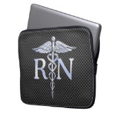 Racy Registered Nurse RN Silver Caduceus Snakes Laptopschutzhülle (Vorderseite Links)