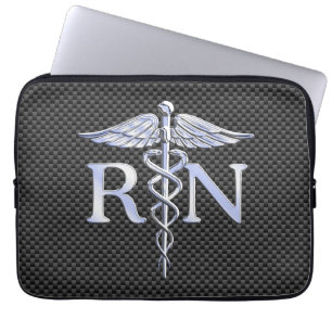 Racy Registered Nurse RN Silver Caduceus Snakes Laptopschutzhülle