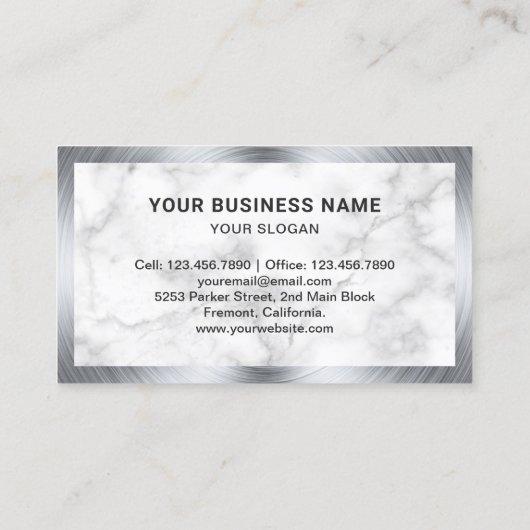 Rad-Alignment-Reifen-Shop aus weißem Marmor Visitenkarte (Rückseite)