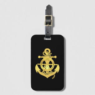 Rad/Anker des Schiffes, schwarz/gold, Gepäck Gepäckanhänger