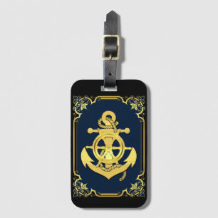 Rad/Ankermarinavy-blau/gold des Schiffes Gepäckanhänger
