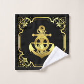 Rad/Ankernacht-blaues/goldenes Bad des Schiffes Badhandtuch Set (Waschlappen)