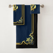 Rad/Ankerschiff des Schiffes — blau-gold Badhandtuch Set (Insitu)
