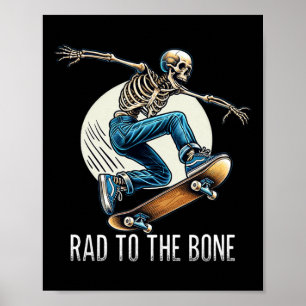 Rad bis auf die Knochen - Skateboarding Skelett - Poster
