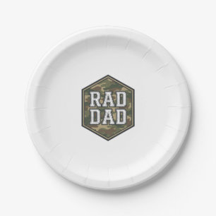 Rad Dad Camo Sechseck Vintage Gravur Design_1 Pappteller
