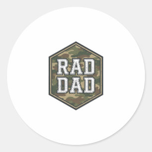 Rad Dad Camo Sechseck Vintage Gravur Design_1 Runder Aufkleber