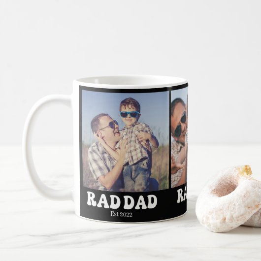 Rad Dad Est. Retro 3 Foto Kaffeetasse (Mit Donut)