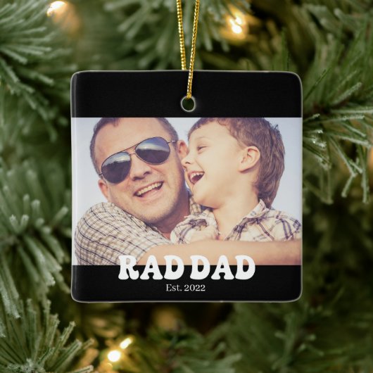 Rad Dad Est. Retro-Foto Keramikornament (Baum)