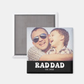 Rad Dad Est. Retro-Foto Magnet (Vorderseite/Rückseite)