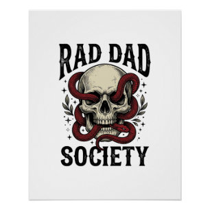 Rad Dad Society Vintage-Totenkopf-Schlangenshirt-D Poster