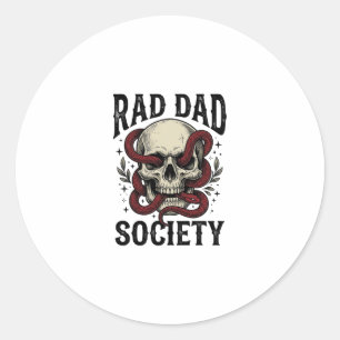 Rad Dad Society Vintage-Totenkopf-Schlangenshirt-D Runder Aufkleber