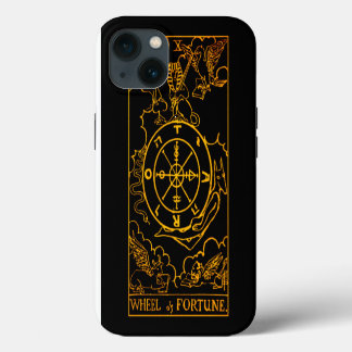 Rad der Glückskarte Tarot | Gold und Schwarz | Maj iPhone 13 Hülle