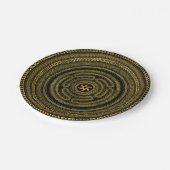 Rad der griechischen Schlüssel Schwarz und Gold Pappteller (Schrägansicht)