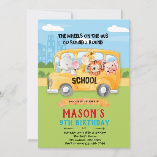 Rad der Tiere auf Buseinladung Dankeskarte (Vorderseite)