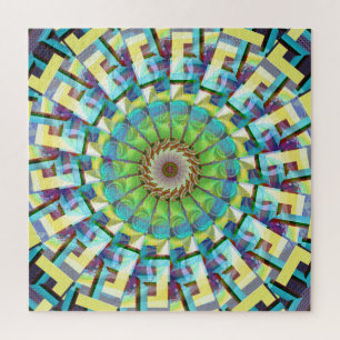 Rad des Fortune Abstrakt Boho Groovy Fraktal Art Puzzle