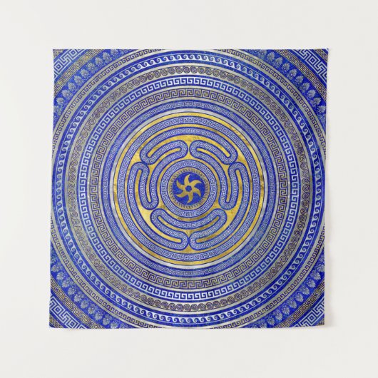 Rad des griechischen Schlüsselschmucks Wandteppich (Vorderseite)