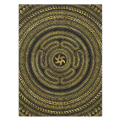 Rad des griechischen Schlüsselschwarz und Gold Tischdecke (Vorderseite)