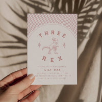 Rad Dinosaur Three Rex Pink Girls Geburtstag