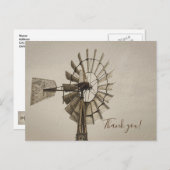 Rad einer Windmühle Sepia Danke Postcard Postkarte (Vorne/Hinten)