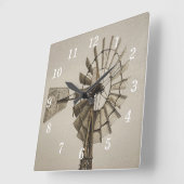 Rad einer Windmühle-Sepia-Uhr Quadratische Wanduhr (Winkel)
