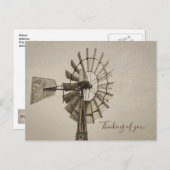 Rad eines Windmühle Sepia Denken Sie an Sie Postka Postkarte (Vorne/Hinten)