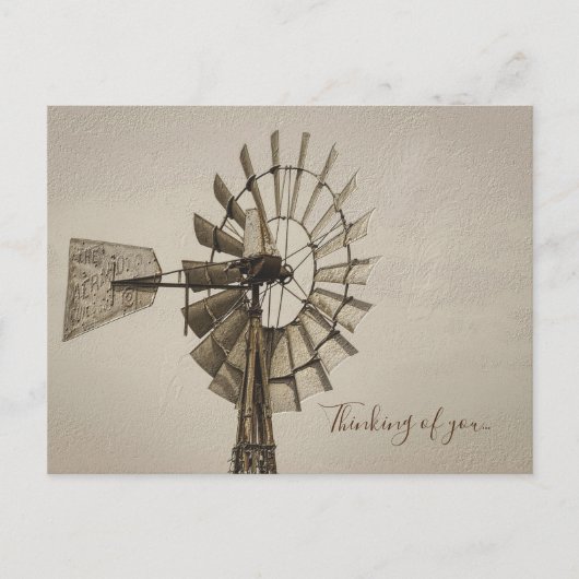 Rad eines Windmühle Sepia Denken Sie an Sie Postka Postkarte (Vorderseite)