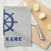 Rad-Helm des Schiffes Rope Your Boat Name Gray Geschirrtuch (Viertel Falte)