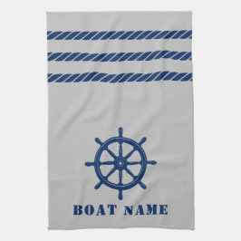 Rad-Helm des Schiffes Rope Your Boat Name Gray Geschirrtuch